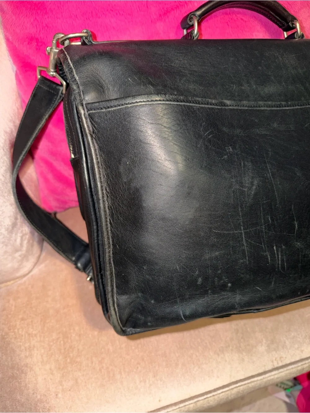 Coach Black Leather Messenger Bag - Men